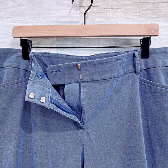 LOFT PLUS Chambray Riviera Crop Pants Blue Mid Rise Stretch Cotton Womens 16 - Picture 3 of 8